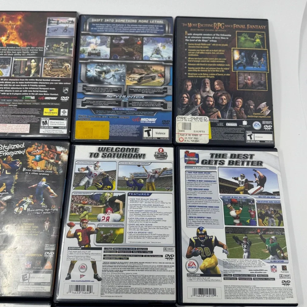 Sony PlayStation 2 PS2 Game Lot of 15 NCAA NFL Street Mortal‎ Kombat Pac-Man